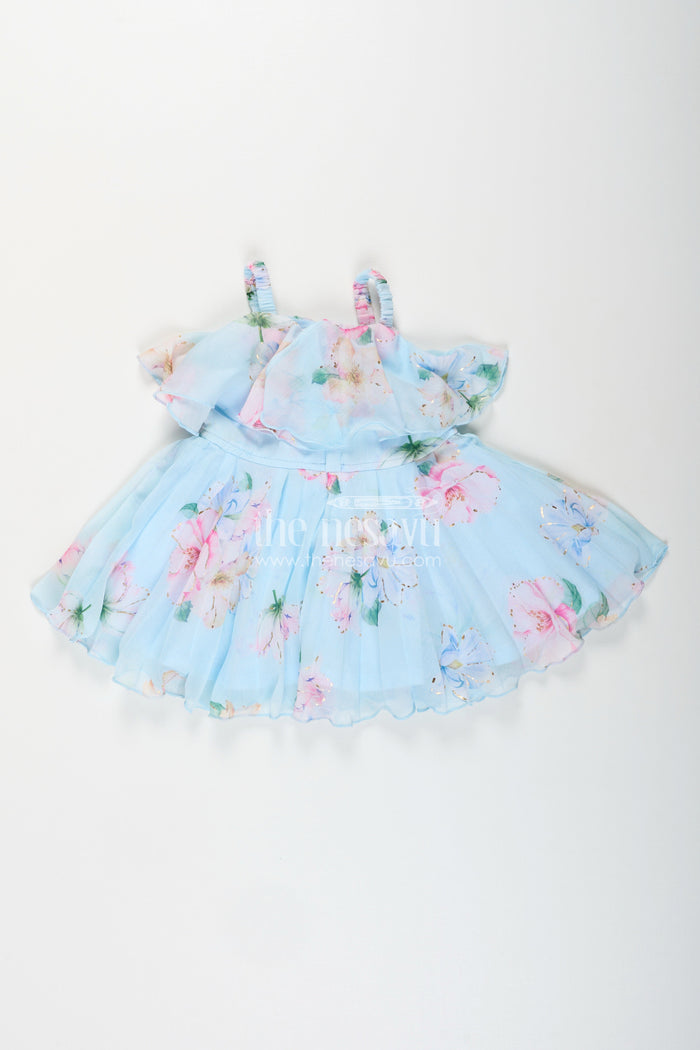 The Nesavu Baby girl fancy frock with floral georgette layers Nesavu Nesavu baby girl floral fancy frock  georgette layered dress birthday festive events