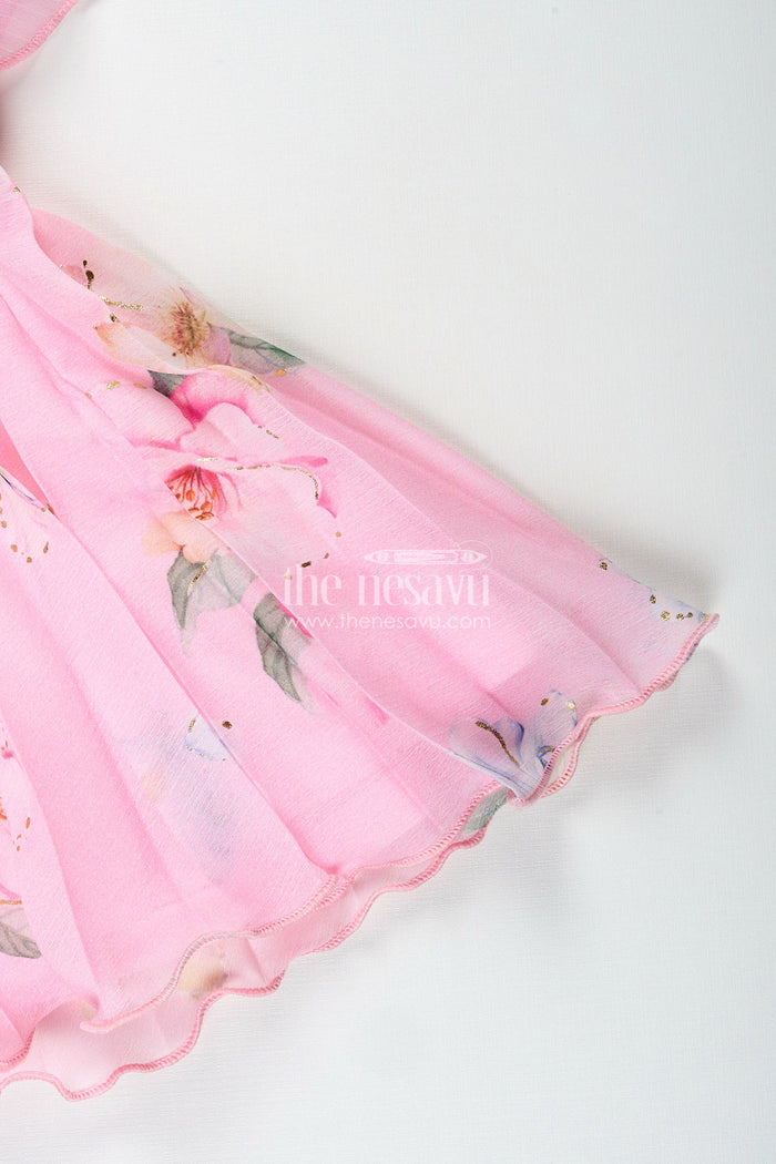 The Nesavu Baby girl floral frock for parties and family functions Nesavu Nesavu baby girl floral georgette frock  elegant outfit birthdays special occasions