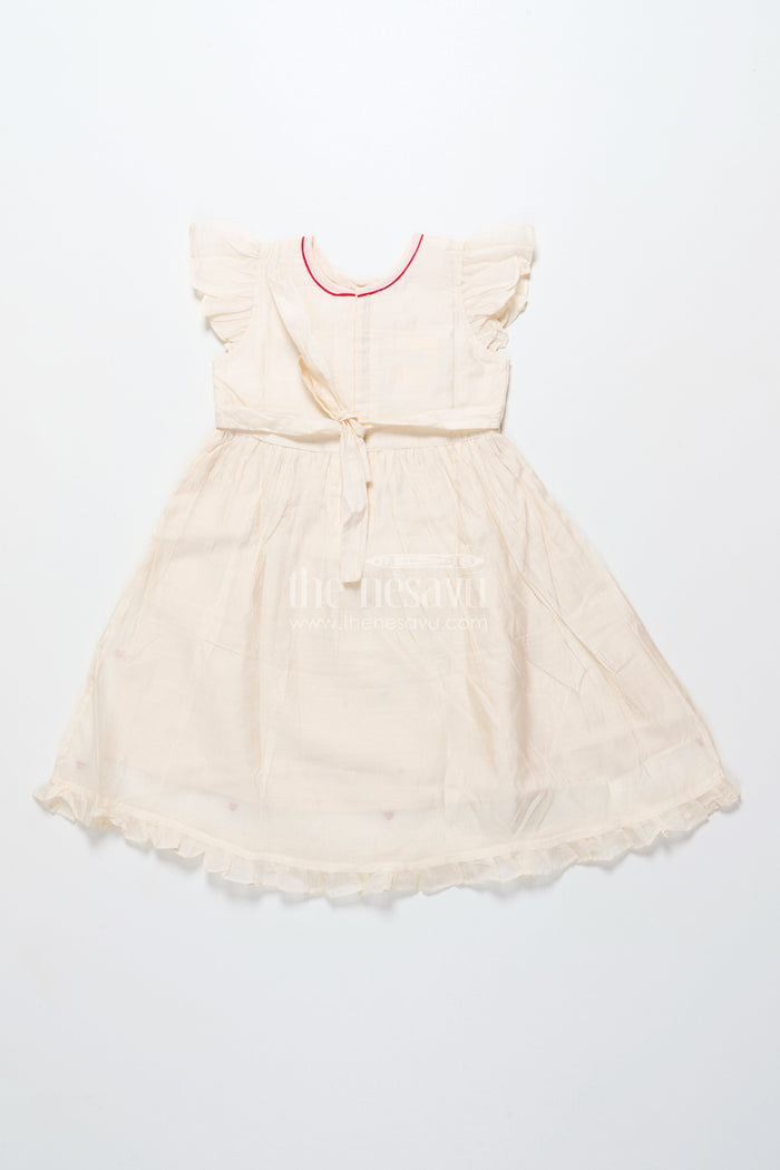 The Nesavu Girls Chanderi Frock Baby Girl Frock with Car Embroidery for Birthday and Playdates Nesavu Nesavu baby girl chanderi frock car heart embroidery birthdays casual days
