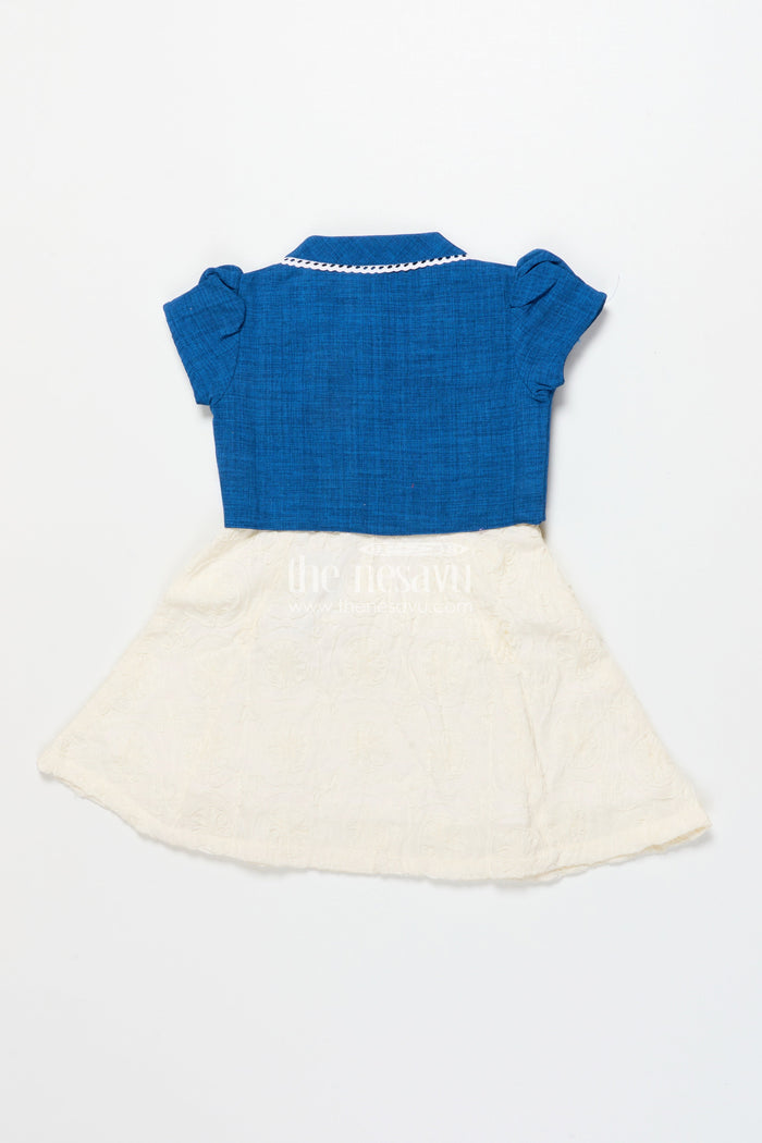 The Nesavu Girls Cotton Frock Baby Girl Frock with Jacket for Birthday and Casual Outings Nesavu Nesavu baby girl frock floral jacket embroidery birthdays casual wear