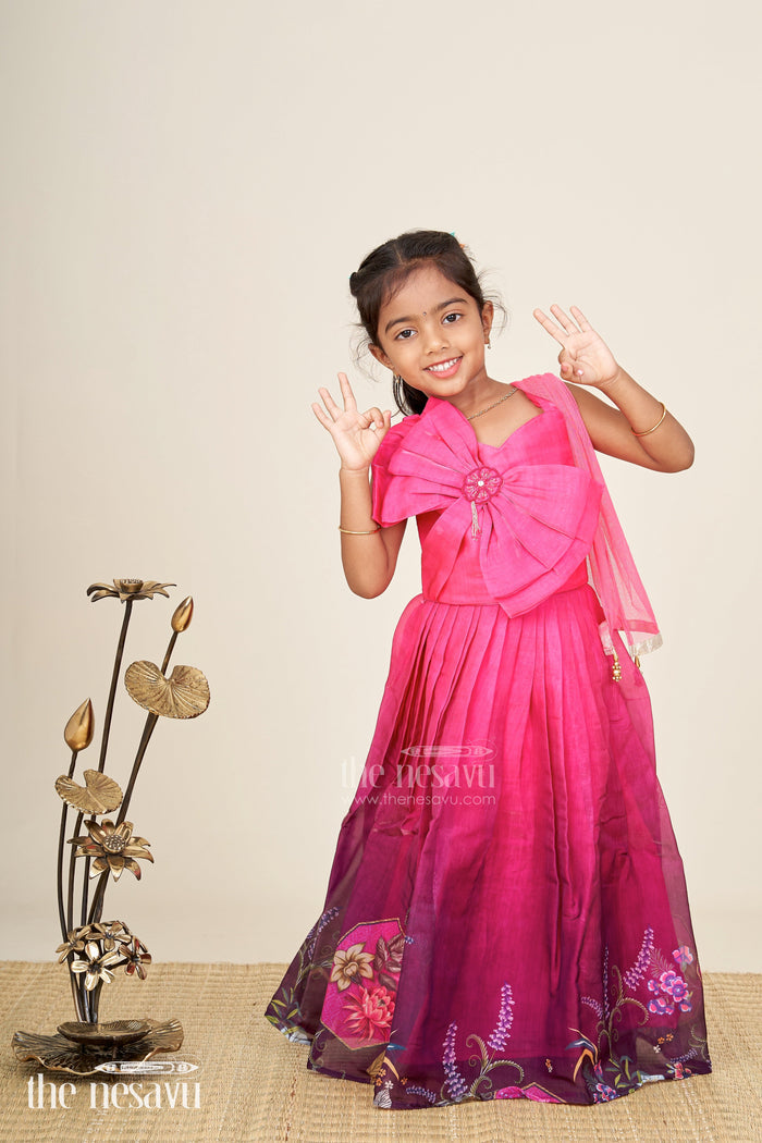 The Nesavu Girls Lehenga Choli Baby Girl Lehenga Choli for Birthday Parties and Family Weddings Nesavu 16 (1Y) / Pink GL576B-16 Nesavu baby girl lehenga choli silk blend festive print birthdays weddings
