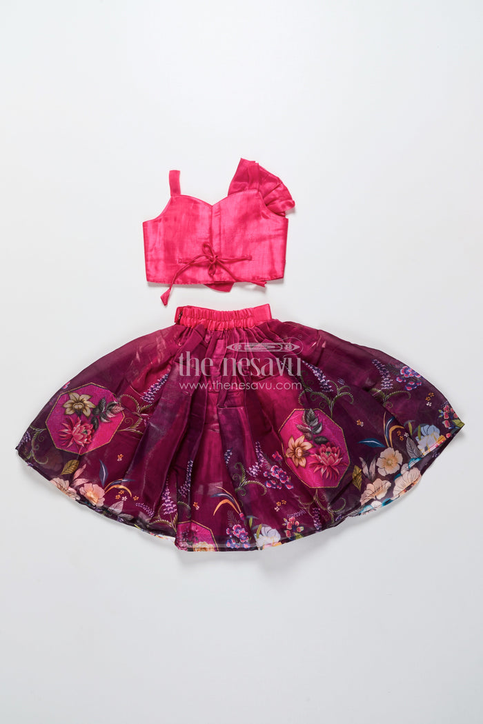 The Nesavu Girls Lehenga Choli Baby Girl Lehenga Choli for Birthday Parties and Family Weddings Nesavu Nesavu baby girl lehenga choli silk blend festive print birthdays weddings