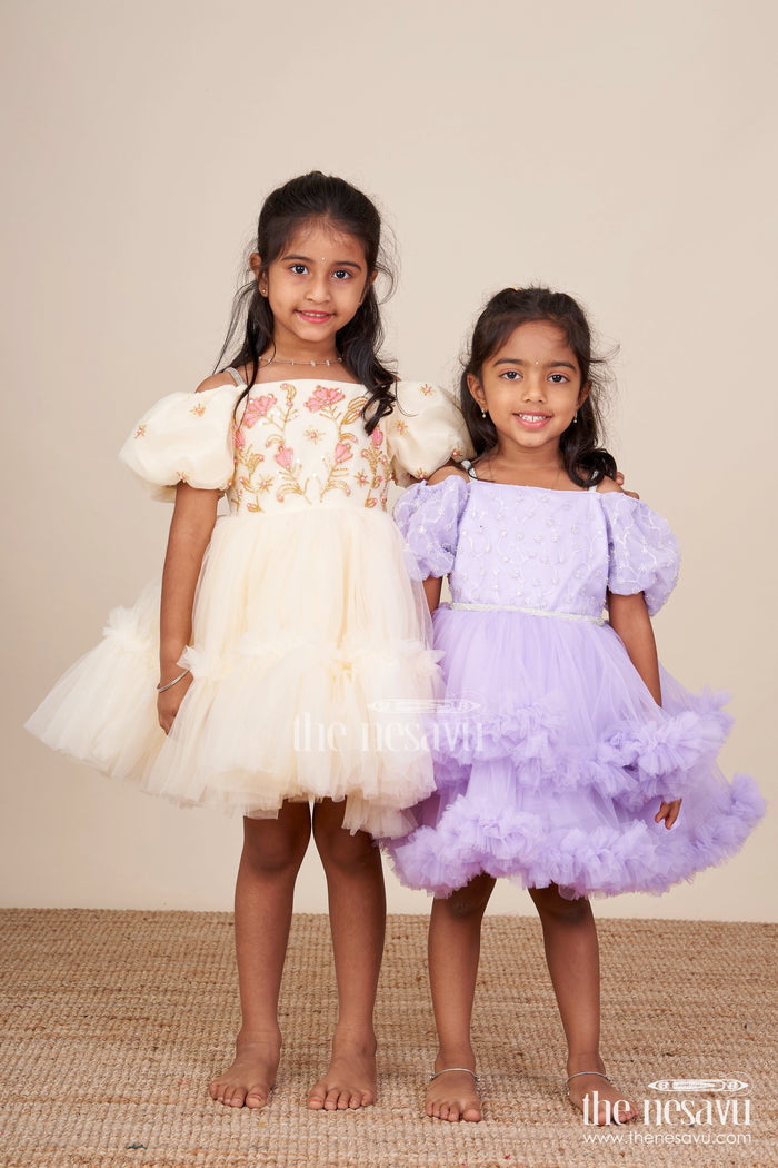 The Nesavu Girls Fancy Party Frock Baby Girl Net Frock with Sequin Yoke for Birthdays and Party Photoshoots Nesavu Nesavu baby girl net frock sequin yoke  perfect birthdays fancy party moments