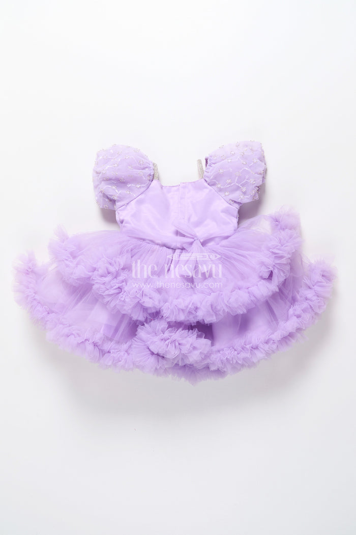 The Nesavu Girls Fancy Party Frock Baby Girl Net Frock with Sequin Yoke for Birthdays and Party Photoshoots Nesavu Nesavu baby girl net frock sequin yoke  perfect birthdays fancy party moments