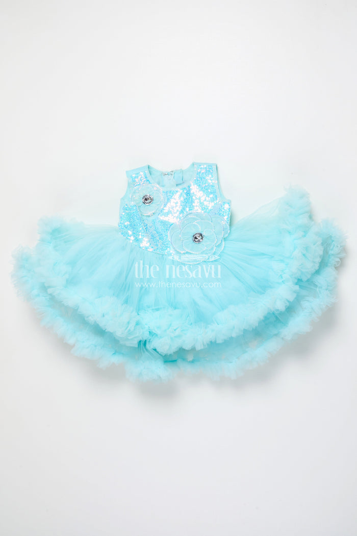 The Nesavu Girls Cotton Frock Baby Girl Party Frock for Birthdays and Celebrations Nesavu Nesavu baby girl party frock sequin yoke frill net birthday celebrations