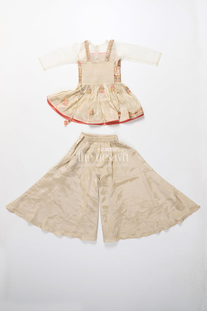 The Nesavu Girls Sharara / Plazo Set Baby Girl Plazo Set for Weddings and Traditional Occasions Nesavu Nesavu baby girl plazo set viscose silk embroidery  ideal weddings traditional ceremonies