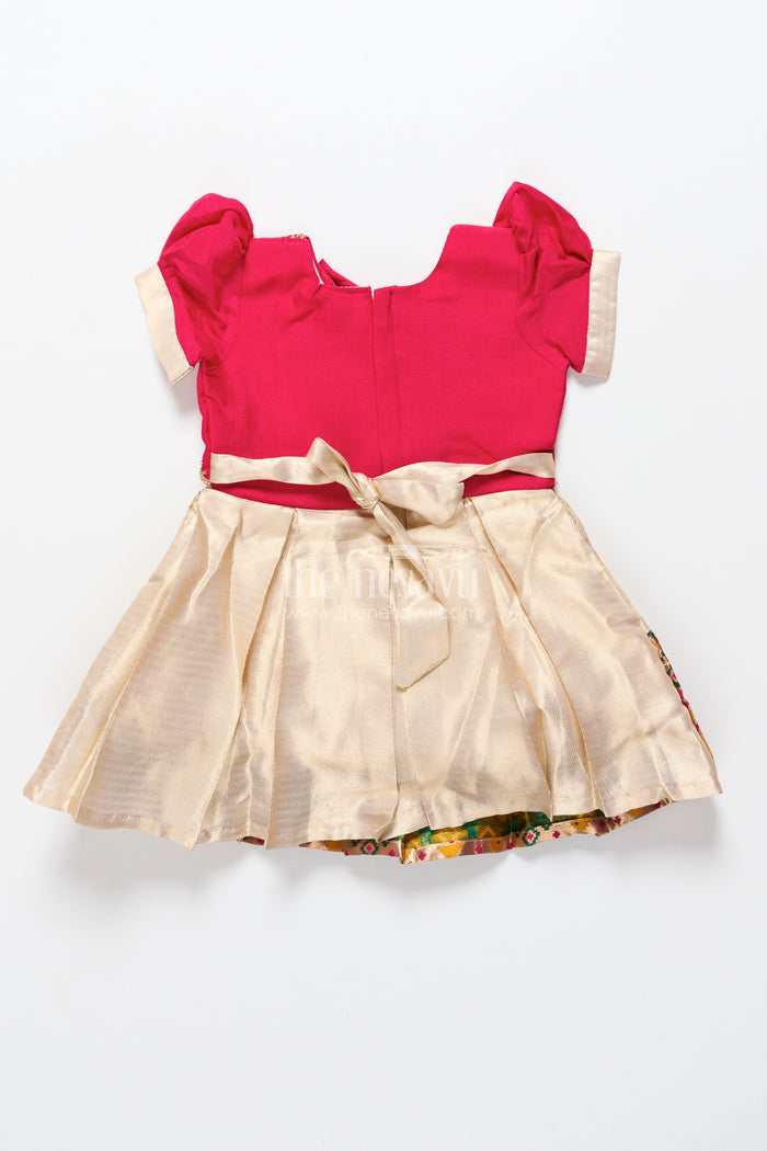 The Nesavu Silk Party Frock Baby Girl Silk Frock for Festive Events and Traditional Functions Nesavu Nesavu baby girl silk frock zari tissue skirt  ideal weddings traditional milestone events