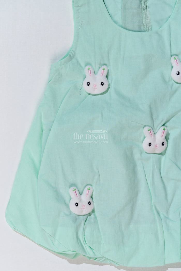 The Nesavu Baby Cotton Frocks Baby Girls Cotton Collection Frocks with Bunny Appliques and Soft Bubble Hem for Everyday Comfort Nesavu Baby Girls Cotton Collection Frocks Bunny Appliques Soft Bubble Hem | The Nesavu