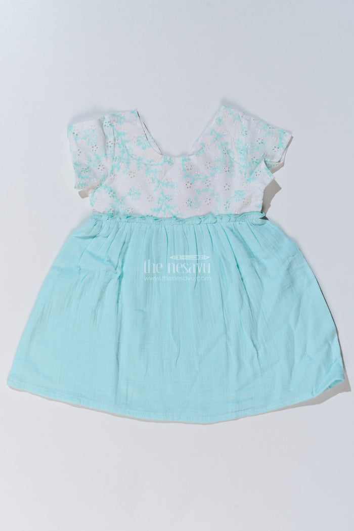 The Nesavu Baby Cotton Frocks Baby Girls Cut Frock with Embroidered Lace Bodice and Flowy Cotton Skirt for a Graceful Look Nesavu Nesavu Baby Girls Cut Frock Embroidered Lace Bodice Cotton Skirt a Chic Look