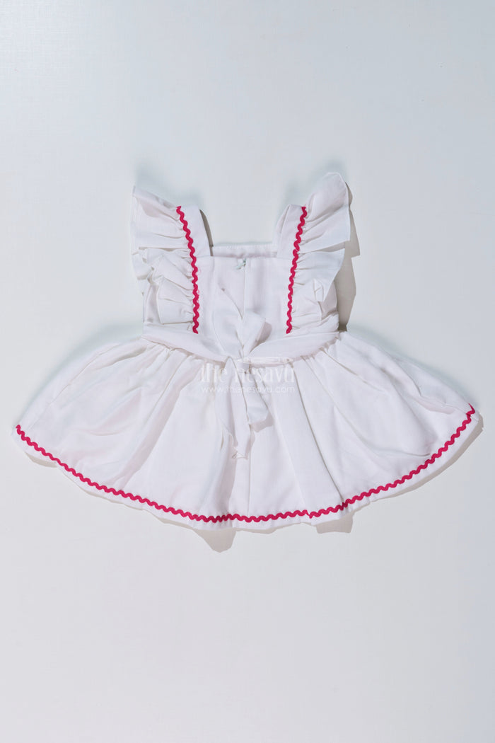 The Nesavu Baby Cotton Frocks Baby Girls Frock Suit White with Embroidered Bodice and Flowy Rayon Skirt for a Classic Look Nesavu Nesavu Baby Girls Frock Suit White Embroidered Bodice Flowy Rayon Skirt