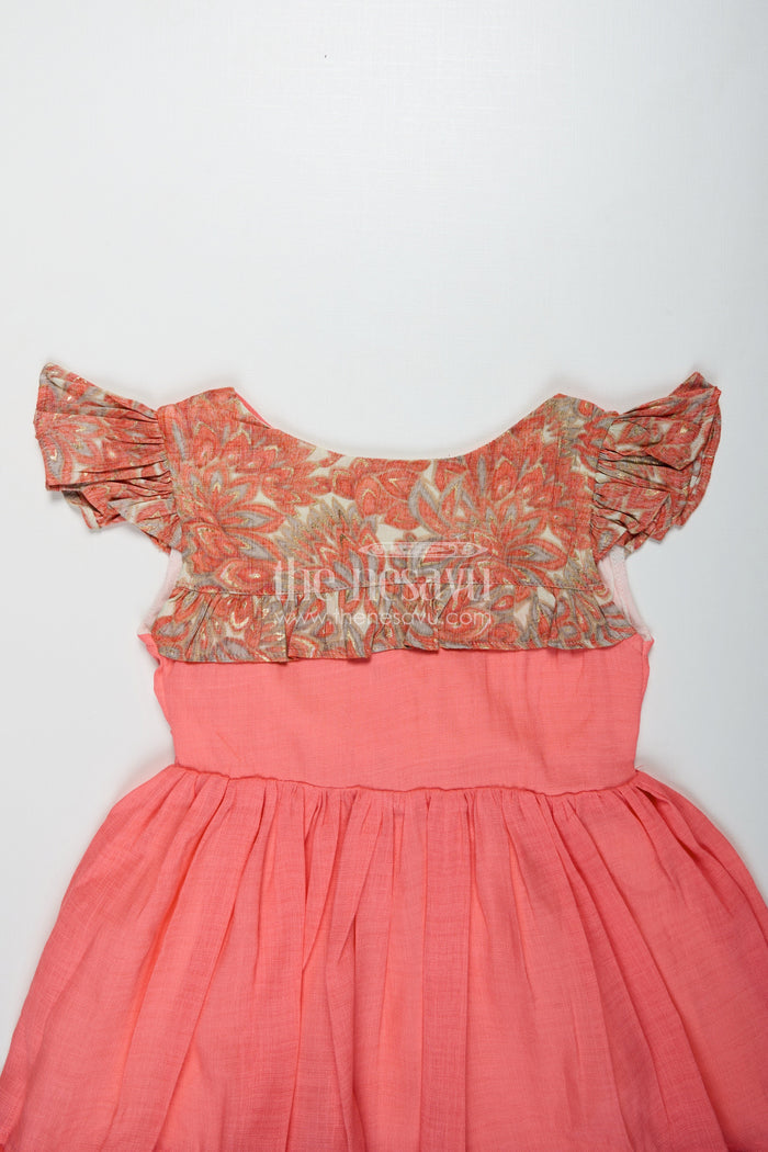 The Nesavu Girls Cotton Frock Baby Girls Pink Frock Rayon Printed Yoke Party Wear Dress Nesavu Nesavu Pink Baby Girl Frock Rayon Printed Yoke Everyday Party Wear