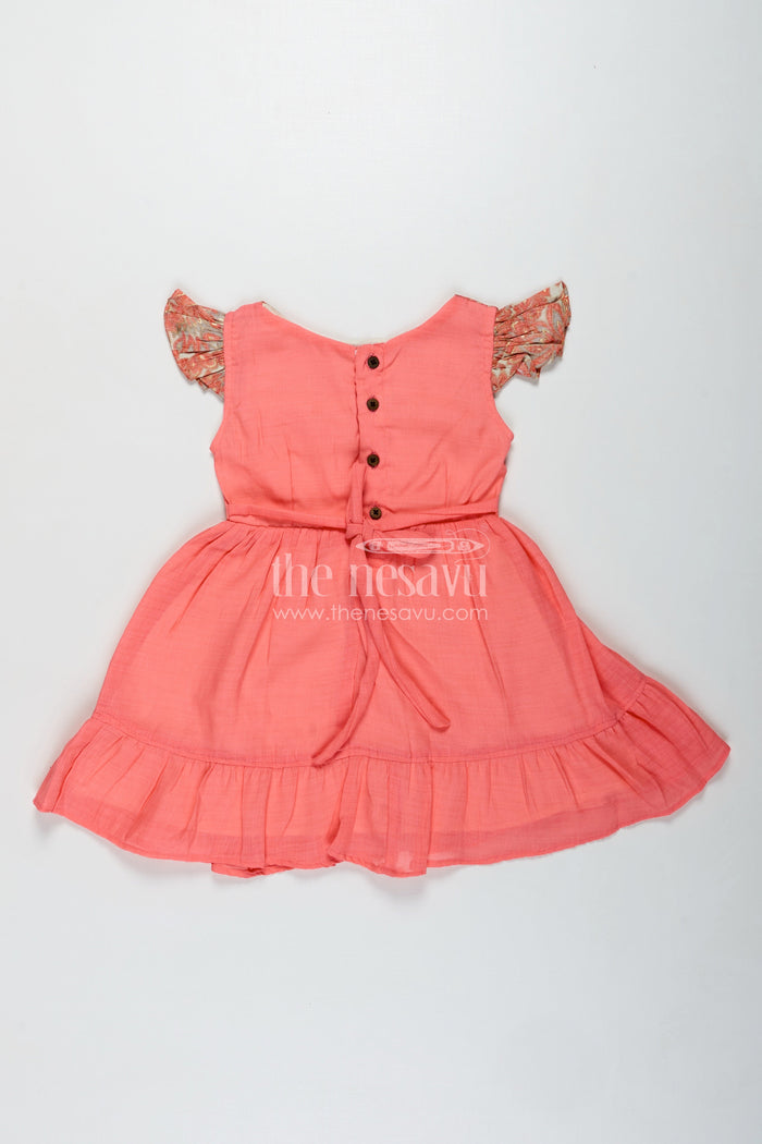 The Nesavu Girls Cotton Frock Baby Girls Pink Frock Rayon Printed Yoke Party Wear Dress Nesavu Nesavu Pink Baby Girl Frock Rayon Printed Yoke Everyday Party Wear