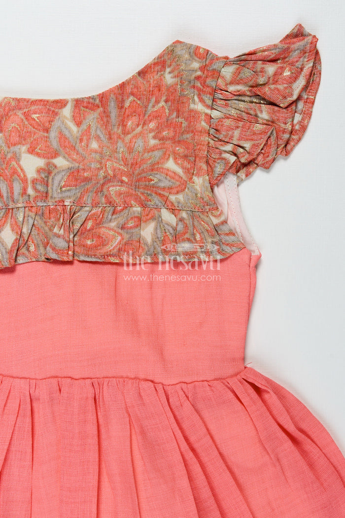 The Nesavu Girls Cotton Frock Baby Girls Pink Frock Rayon Printed Yoke Party Wear Dress Nesavu Nesavu Pink Baby Girl Frock Rayon Printed Yoke Everyday Party Wear