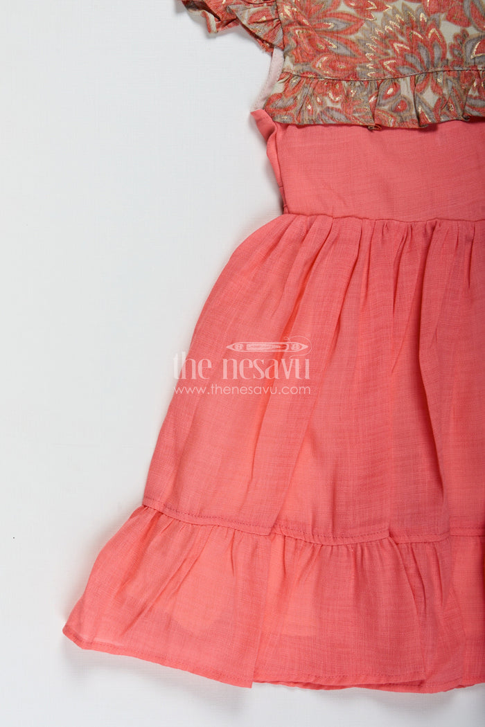 The Nesavu Girls Cotton Frock Baby Girls Pink Frock Rayon Printed Yoke Party Wear Dress Nesavu Nesavu Pink Baby Girl Frock Rayon Printed Yoke Everyday Party Wear