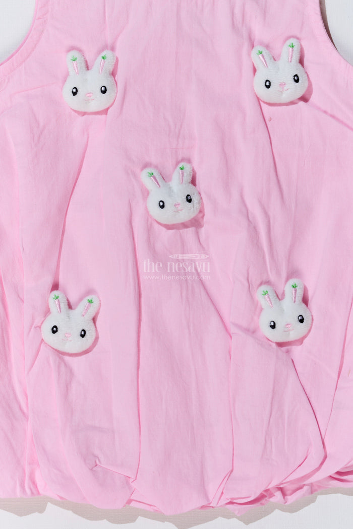 The Nesavu Baby Cotton Frocks Baby Girls Trendy Summer Frocks with Bunny Appliques and Bubble Hem for a Playful Look Nesavu Baby Girls Trendy Summer Frocks Bunny Appliques Bubble Hem Cute Outfits | The Nesavu