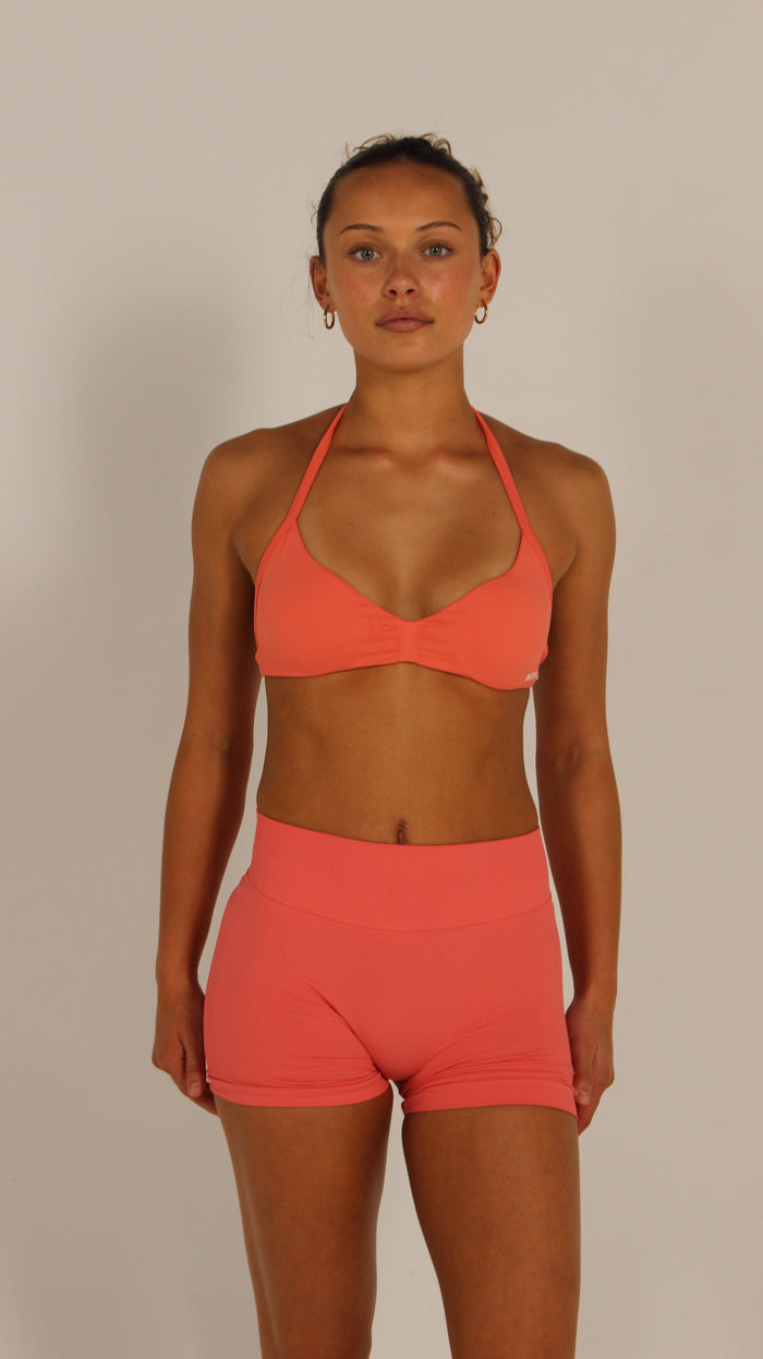 Backless Halter Bra - Coral