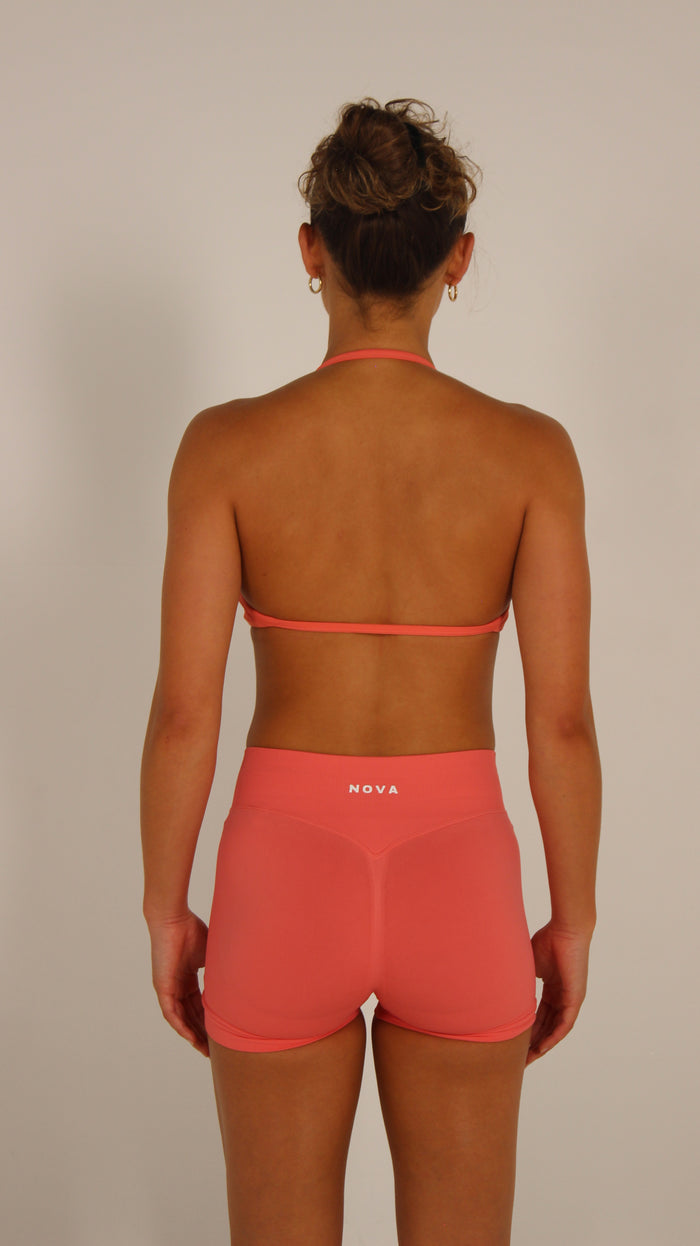 Backless Halter Bra - Coral