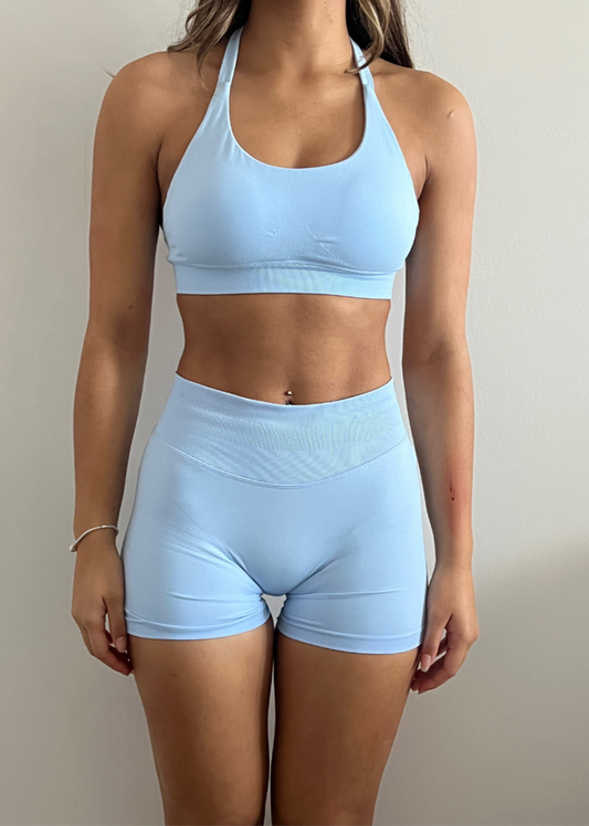 Backless Halter Bra - Light Blue