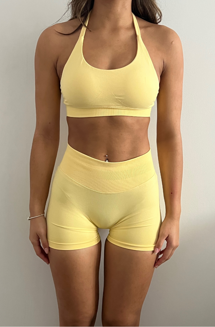 Backless Halter Bra - Light Yellow