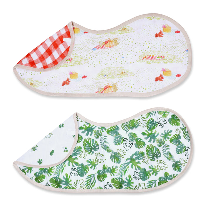 Bamboo Muslin Burp Cloth & Bib (Pack of 2) – Picnic Party (All Ages)
