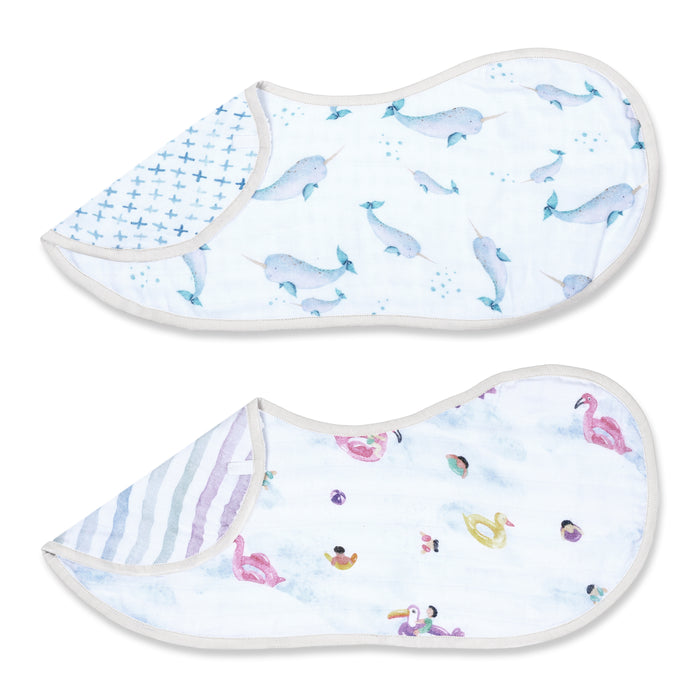 Bamboo Muslin Burp Cloth & Bib (Pack of 2) – Pool Floaties (All Ages)