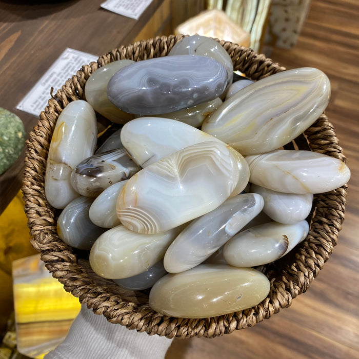 Banded Chalcedony Palm Stone