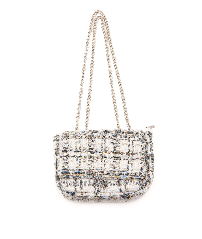 Bari Lynn Bag Pearl Jewelled Tweed Accessories Bari Lynn Black