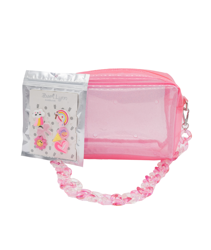 Bari Lynn Clear Bag With Link Handle and Charms Accessories Bari Lynn Multi