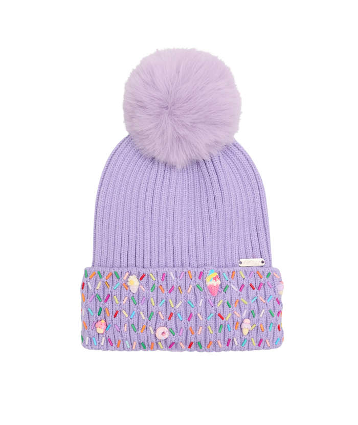 Bari Lynn Happy Sprinkles Winter Hat Distressed/seasonal accessories Bari Lynn Lavender One Size Fits Most (Y/7-Y/14)