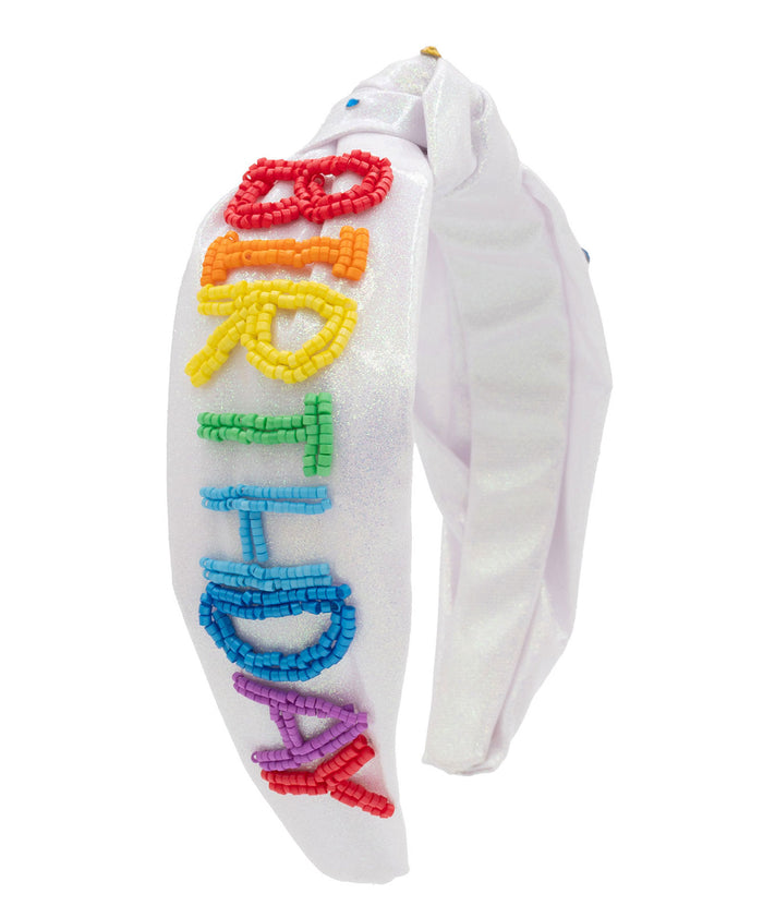 Bari Lynn Knot Headband Beaded Birthday Accessories Bari Lynn White