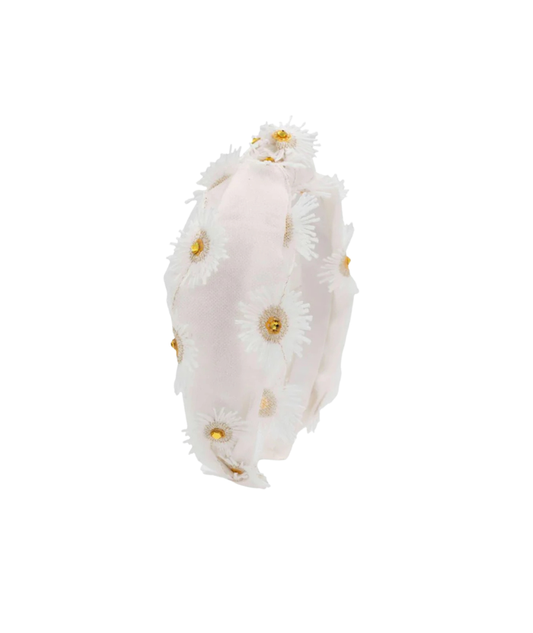 Bari Lynn Knot Headband Crystal 3D Flowers Accessories Bari Lynn White