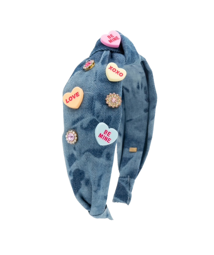 Bari Lynn Knot Headband Denim Conversation Hearts and Jewels Distressed/seasonal accessories Bari Lynn Denim