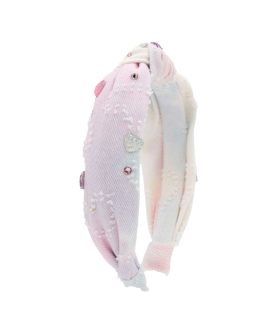 Bari Lynn Knot Headband Denim Tie Dye Glitter Hearts Accessories Bari Lynn White