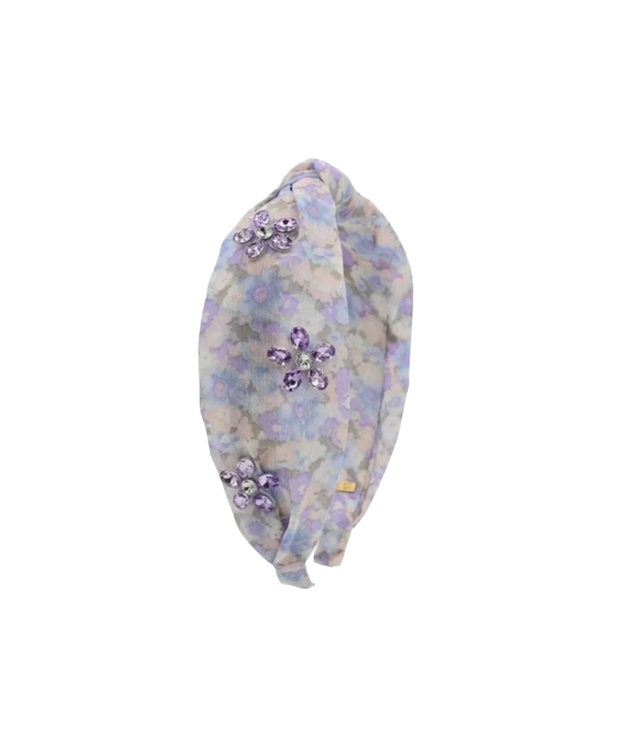 Bari Lynn Knot Headband Floral Print Flower Jewels Accessories Bari Lynn Lavender