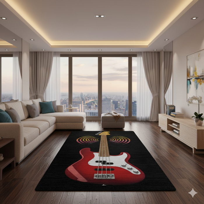 Bass Guitar Wave Area Rug