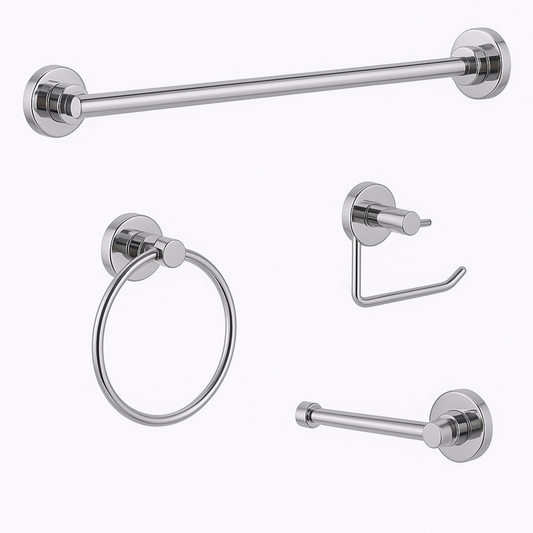 Bathroom Accessory Kit, 4 Piece , Polished Chrome