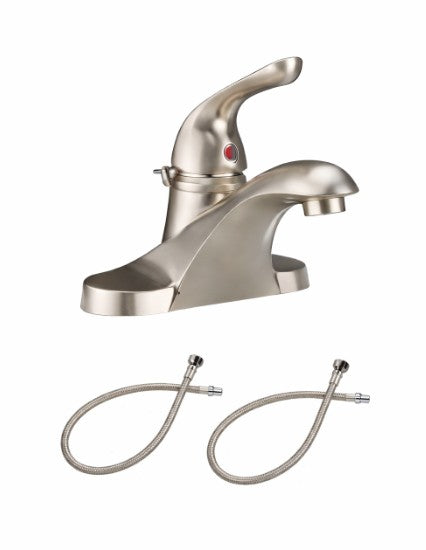 Bathroom Faucet , Centerset , Single-Handle  Plastic Pull Up Drain , Brushed Nickel