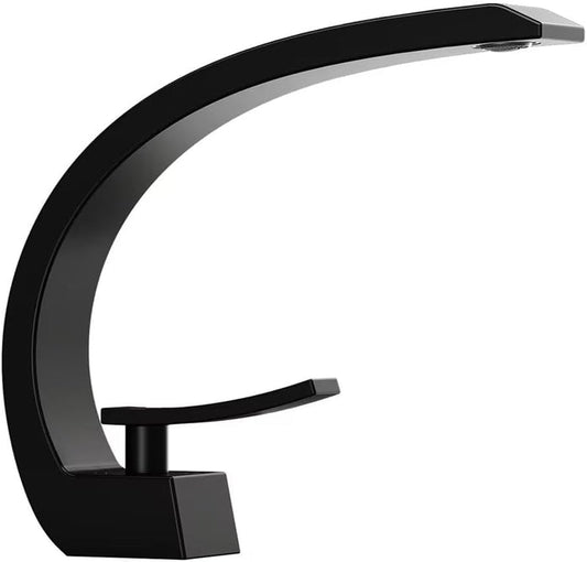 Bathroom Faucet , Single Handle , Curved , Matte Black
