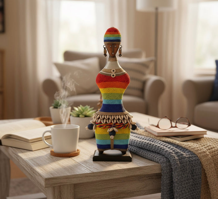 Beaded Namji Doll 17” Wide Multicolor
