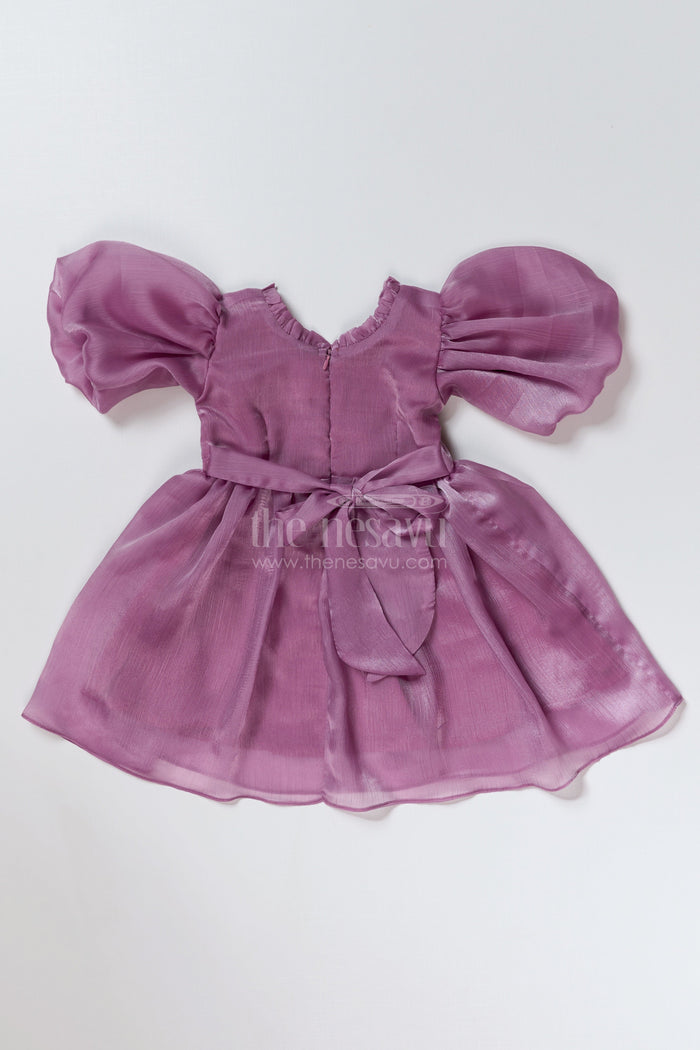 The Nesavu Girls Fancy Party Frock Beautiful Party Frock Design for Girls in Glaze Organza with Puffy Sleeves and Embroidery Nesavu 16 (1Y) / Purple PF186DB-16 Nesavu Beautiful Party Frock Design Girls Glaze Organza Puffy Sleeves Embroidery