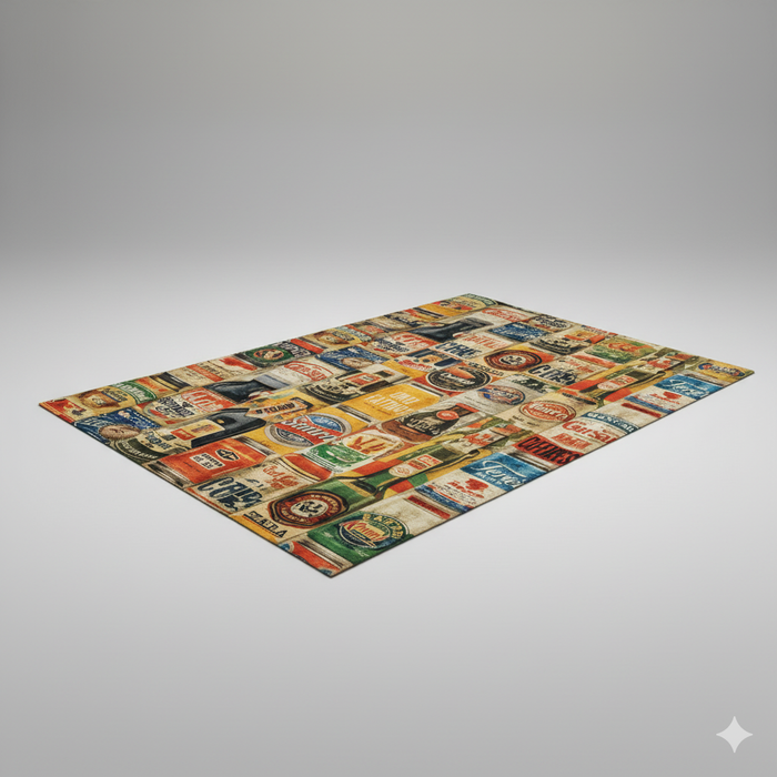 Beer Can Collage Area Rug
