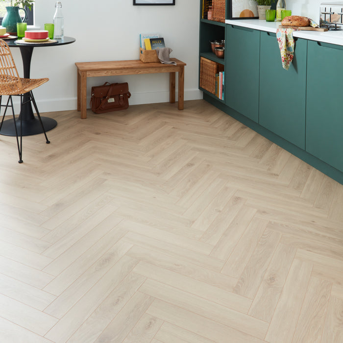 Berry Alloc Thirlmere Herringbone 8mm Laminate Flooring - Natural Sand