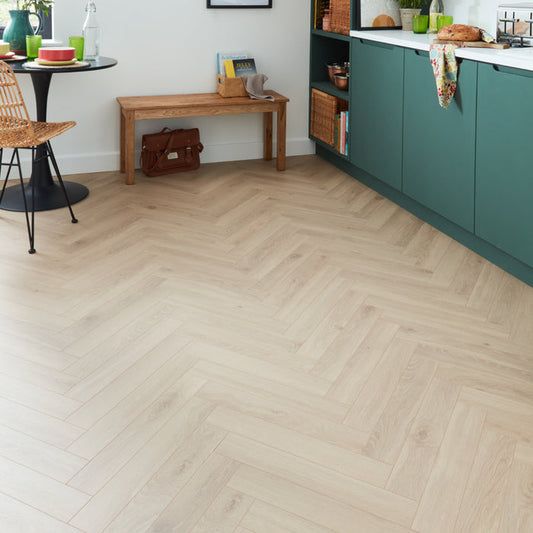 Berry Alloc Thirlmere Herringbone 8mm Laminate Flooring - Natural Sand