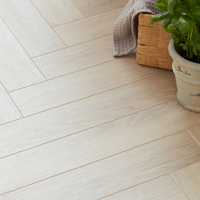 Berry Alloc Thirlmere Herringbone 8mm Laminate Flooring - Natural Sand