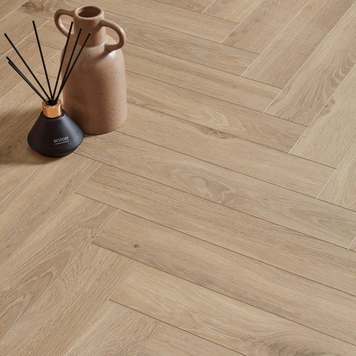 Berry Alloc Thirlmere Herringbone 8mm Laminate Flooring -Spring Tide