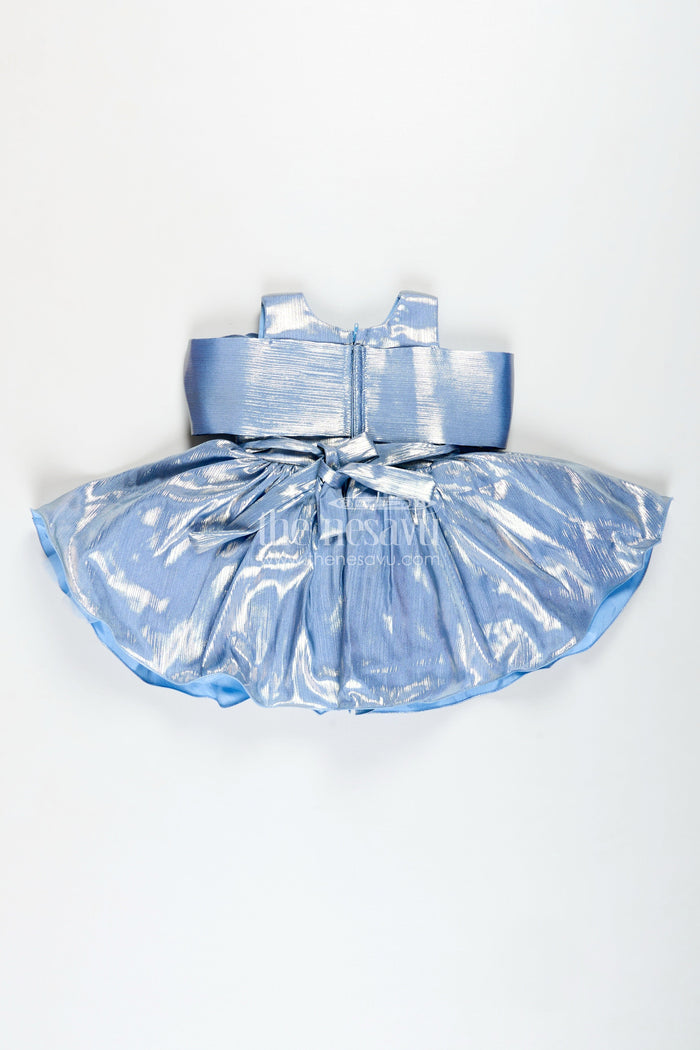 The Nesavu Girls Fancy Party Frock Birthday frock for girls with shimmer finish and floral detailing Nesavu Nesavu girls glaze organza birthday frock floral bow shimmer finish parties