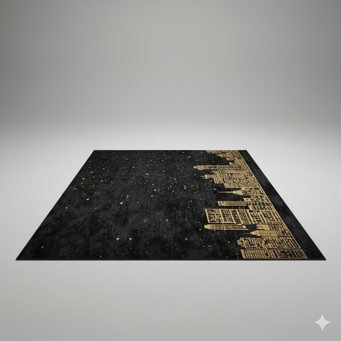 Black & Gold City Area Rug