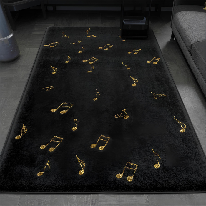 Black & Gold Notes Area Rug