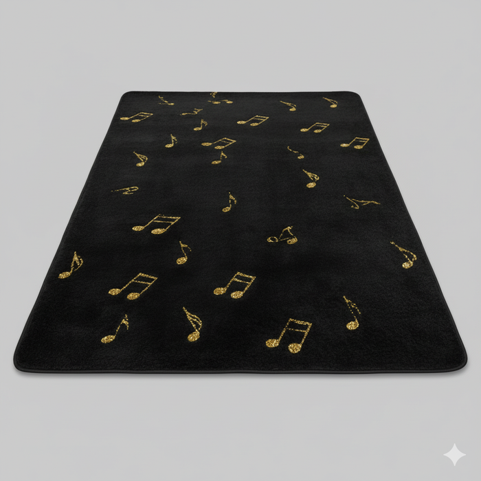 Black & Gold Notes Area Rug