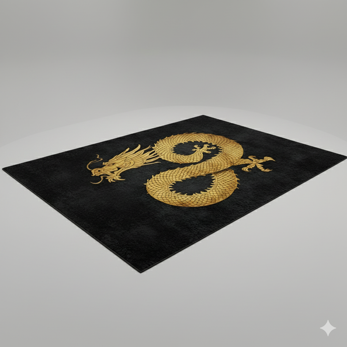 Black & Gold Power Dragon Area Rug